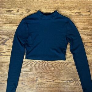 Shein Black Ribbed Long Sleeve Turtleneck Crop Top